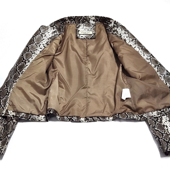 Erre DE RASO Faux Leather Snake Print Moto Jacket - Picture 9 of 11